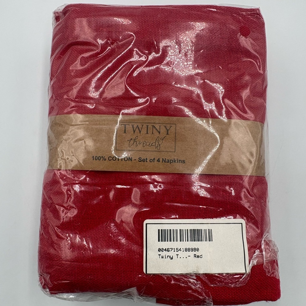 Twiny Threads Red Cotton Napkin Set - Set of 4